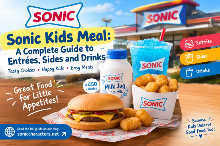 Sonic kids meal with entrée, sides, and drink options