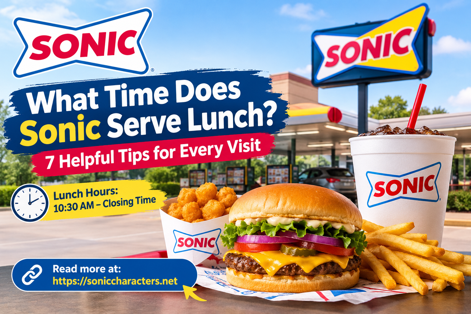 What time does Sonic serve lunch with burgers, fries, and drinks