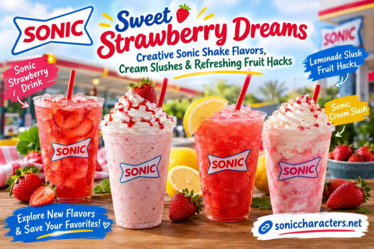 2. Alt Text: Sonic shakes with strawberry drink, cream slush, and lemonade slush fruit hacks