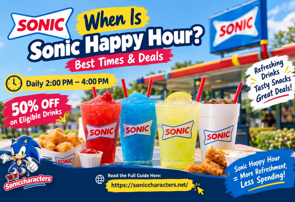 When Is Sonic Happy Hour from 2 PM to 4 PM with colorful Sonic drinks and slushes